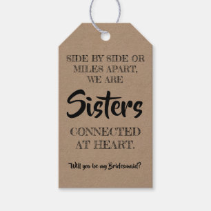 Sisters at Heart - Sweet Bridesmaid Proposal Gift Tags