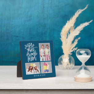 Sisters Best Friends Forever 3 Photo Turquoise Plaque