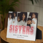 Sisters Best Friends Photo Collage Plaque<br><div class="desc">Modern sister photo plaque featuring 3 family pictures for you to replace with your own,  the title "sisters",  a personalised saying that reads "make the best friends",  and your names.</div>