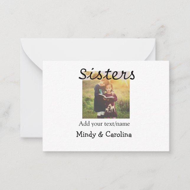 Sisters besties BFF add photo name title family te Card (Front)