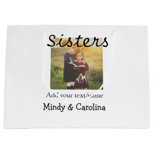 Sisters besties BFF add photo name title family te Large Gift Bag
