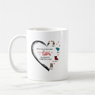 Sisters, Besties Will Always Be Connected By Heart Coffee Mug