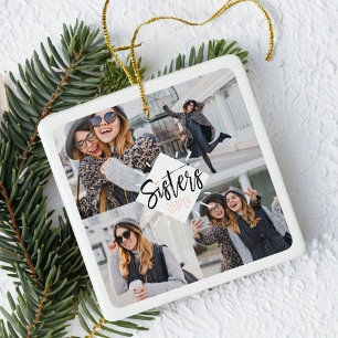 Sisters BFF   Best Friends Forever Photo Collage Ceramic Ornament