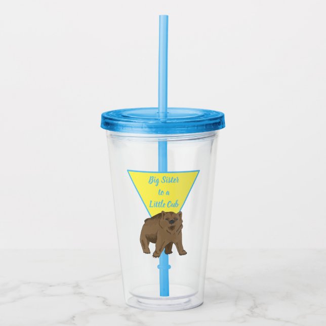 Sisters Big Sister Grizzly Baby Bear Acrylic Tumbler (Front)