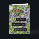 Sister's Birthday Card, Pretty Purple Flowers Card<br><div class="desc">Pretty Monarch Butterfly on Lavender flowers,  nature photography sister's quote,  birthday card.</div>