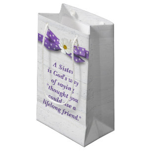 Sister's Birthday with Polka Dot Ribbon Small Gift Bag