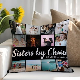 Sisters By Choice Photo Collage Personalised BFF Cushion