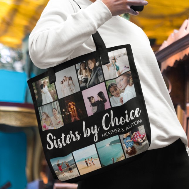 Sisters By Choice Photo Collage Personalised BFF Tote Bag (Creator Uploaded)
