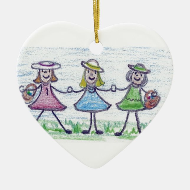 Sisters Ceramic Tree Decoration (Front)