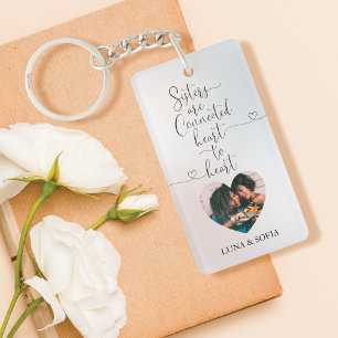 Sisters Connected Heart to Heart   Sister Photos Key Ring