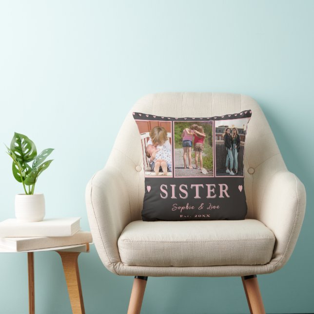 Sisters Custom Photo Pillow – Personalised Gift (Chair)