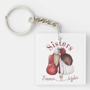 Sisters Cute Matching Siblings Key Ring