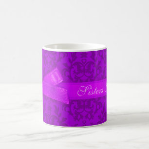 "Sisters Forever" damask purple mug