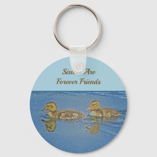 Sisters Forever Friends Ducklings Mosaic Sibling Key Ring (Front)