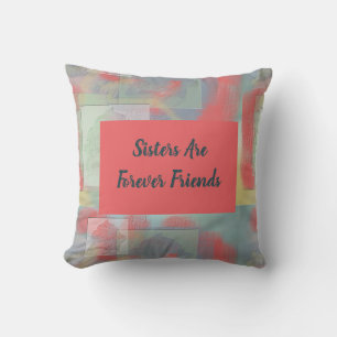 Sisters Forever Friends Pastel Abstract Sibling Cushion