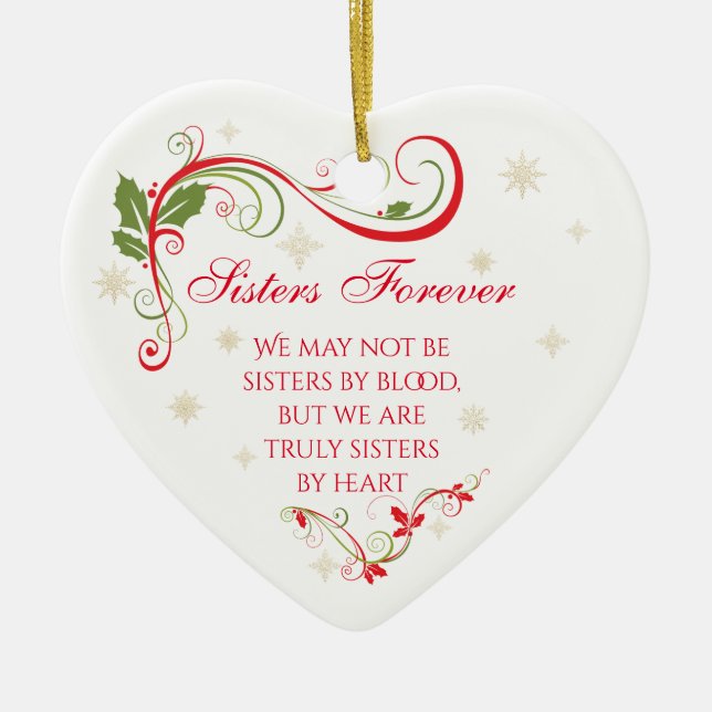Sisters Forever - Not by blood, By Heart Ceramic Tree Decoration (Front)