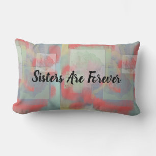 Sisters Forever Pastel Rose Abstract Sibling Lumbar Cushion