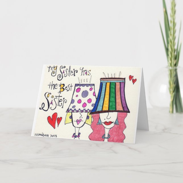 "Sisters" from my "Party Girls" hand sketched art Card (Front)