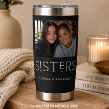 Sisters Heart Typography Black Photo