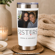 Sisters Heart Typography White Photo