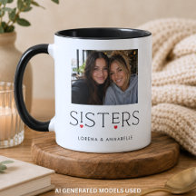 Sisters Heart Typography White Photo