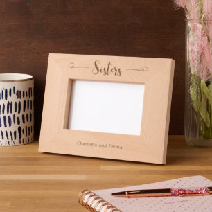Sisters in Cursive Script with Names Etched Frames
