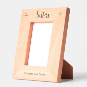 Sisters in Cursive Script with Names (Portrait) Etched Frames