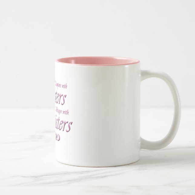 Sisters in Pink Two-Tone Coffee Mug (Right)