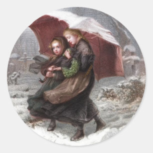 Sister's in Winter Classic Round Sticker