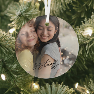 Sisters keepsake Christmas Photo Ornament