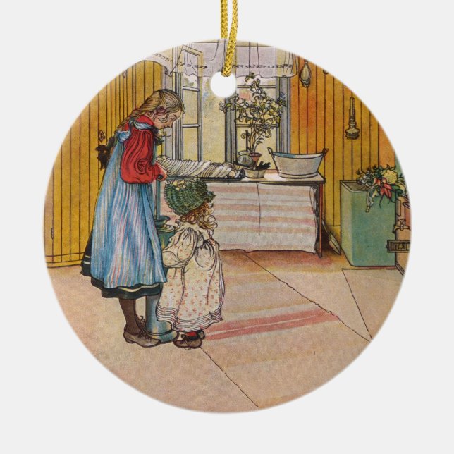 Sisters - Koket av Carl Larsson Ceramic Tree Decoration (Front)
