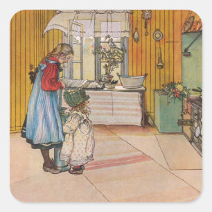 Sisters - Koket av Carl Larsson Square Sticker