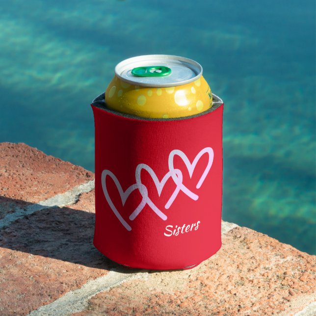 Sisters Love Red Heart Can Cooler (In Situ Pool)