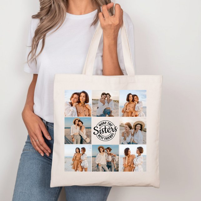 Sisters Make the Best Friends Photo Canvas Tote Bag (Creator Uploaded)