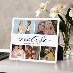 Sisters Modern Photo Collage Plaque