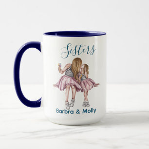 Sisters name Simple Modern Blue Customised  Mug