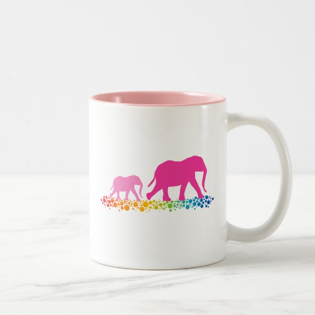 Sisters of Elephant Walking Two-Tone Coffee Mug (Right)