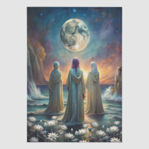 Sisters of the Indigo Blue Lunar Moon Floral Tissue Paper