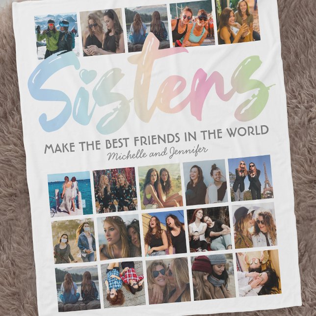 Sisters Pastel Rainbow Photo Fleece Blanket (Creator Uploaded)