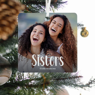 SISTERS' Personalised Photo Cute Sister Gift Metal Tree Decoration