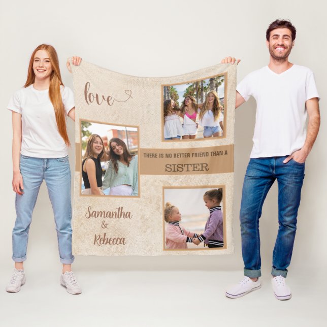 Sisters Photo  Best Friends Trendy Tan Fleece Blanket (In Situ)