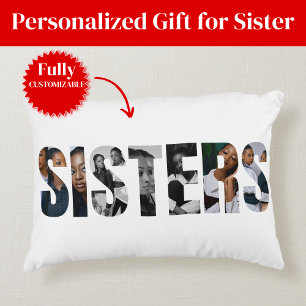 Sisters Photo Collage Accent Pillow