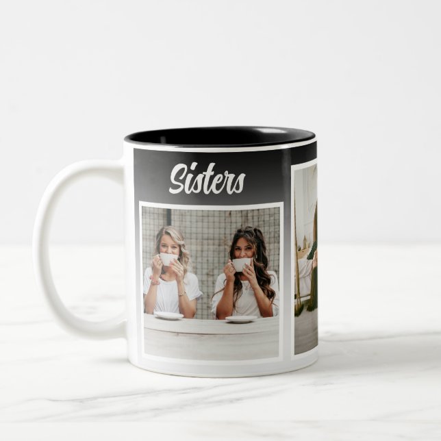Sisters Photo Collage. The Best Kind of Therapy Two-Tone Coffee Mug (Left)
