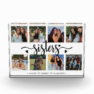 Sisters Photo Collage with 8 Photos & Custom Text