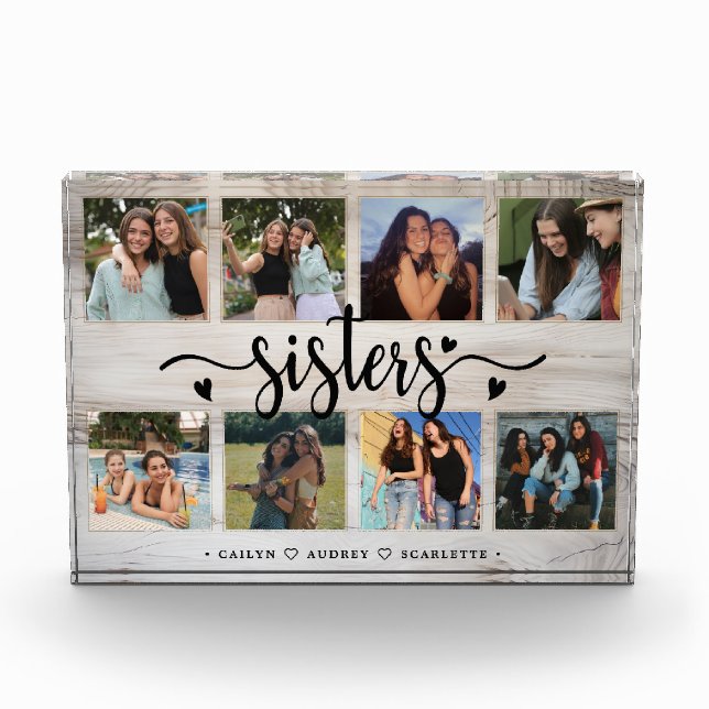 Sisters Photo Collage with 8 Photos & Custom Text (Front)