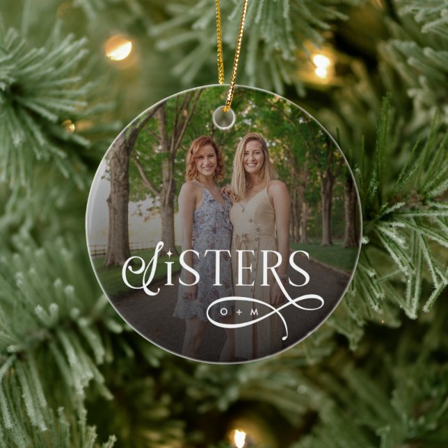 Sisters Photo Personalized Monogram Ceramic Tree Decoration (Tree)