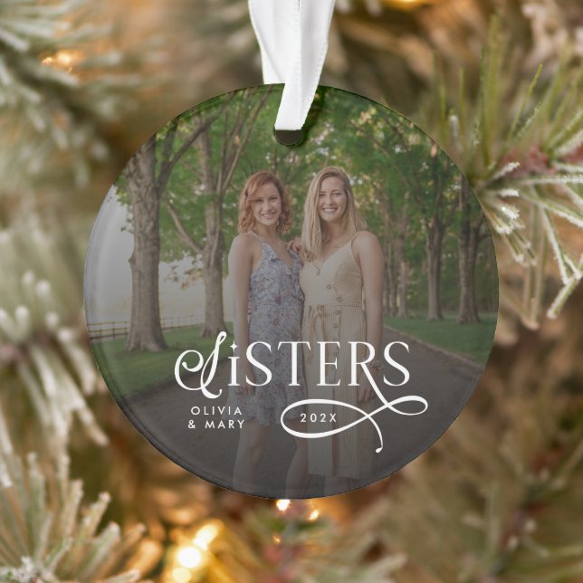 Sisters Photo Personalized Monogram Gifts Ornament (Tree)