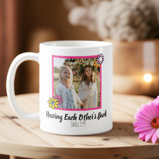Sisters Pink Floral Photo Coffee Mug