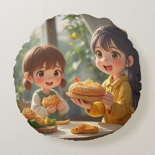 sisters  round cushion (Front)