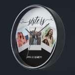 Sisters Script Family Photo Grid Collage Love Clock<br><div class="desc">Sisters Script Family Photo Grid Collage Love</div>